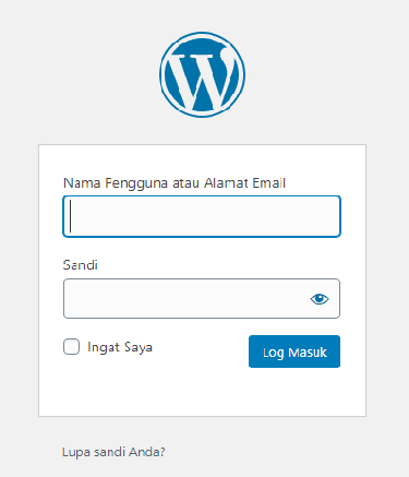 halaman login wordpress